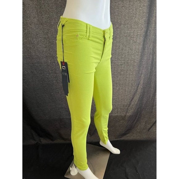 $215 NWT Armani Jeans Women's Lime Green Pants Stretch Skinny Leg Low Rise Sz 27 - Picture 3 of 10